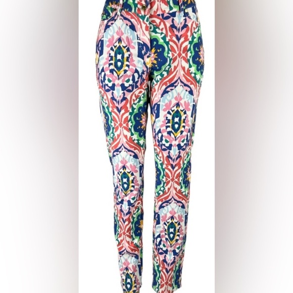 J. McLaughlin Red and Blue Trousers with floral Print Lexi - Picture 2 of 7